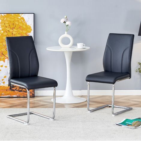 Chaise salle a manger PU noir argent metal confort xl OKMYHOME (1/5)