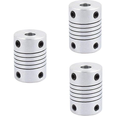 3 Stück 6 mm bis 8 mm Wellenkupplung, 25 mm Länge, 18 mm Durchmesser, Schrittmotorkupplung, Gelenkverbinder aus Aluminiumlegierung