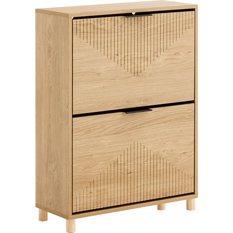 SoBuy Two-Door Shoe Cabinet Natural 60x24x83cm Vintage FSR200-II-N
