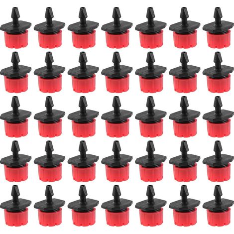 100 einstellbare Bewässerungstropfer 6,35 mm + T-Schlauchverbindung Automatisches Tropfbewässerungssystem Mikrosprinkler Tropfer für Pflanzengewächshaus (1/4)