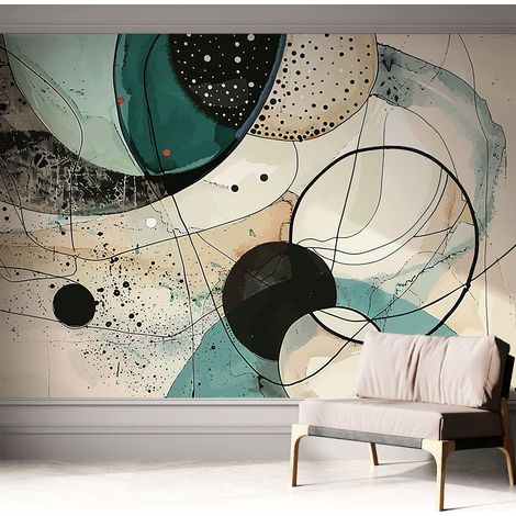 Selbstklebend Tapete modern - Wanddeko für Küche - Klebefolie Wand - luxus Look Bunte Kreise 312x219 cm (1/5)