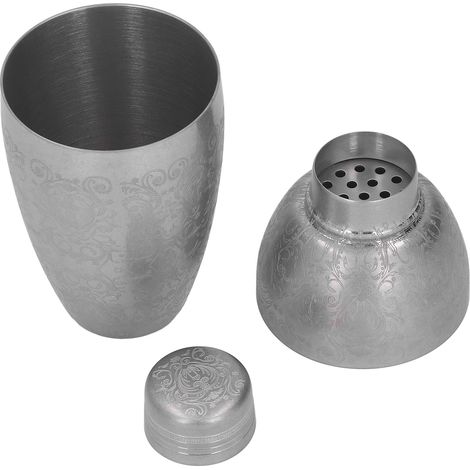Cocktailshaker aus Edelstahl 304, hochfest, mit floraler Gravur, ideal für Barkeeper (1/5)
