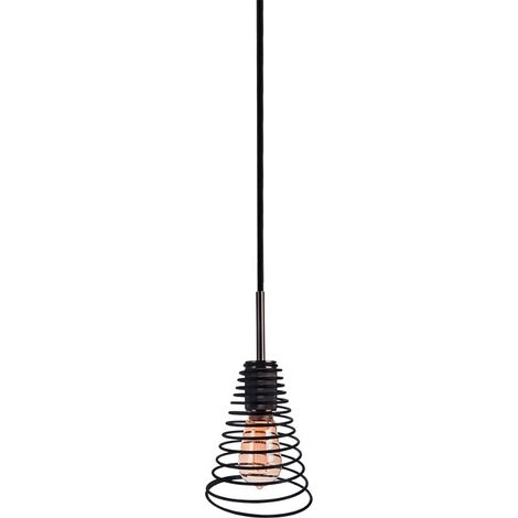 Lámpara Colgante de Techo Cono Muelle Metal Negro