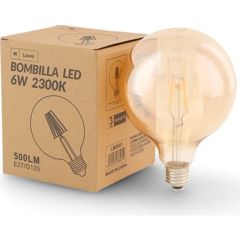 Ampoule LED à Filament E27 G125 6W Ambre 2300K - Ledme - LM8561 (1/2)
