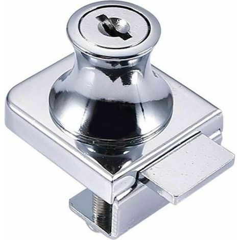 Serrure pour porte vitrée JOORRT, serrure en acier chromé, serrure pour porte vitrée, serrure pour vitrine de magasin pour porte vitrée, mèche de 5 à 8 mm avec 2 clés-AquaForge (1/5)