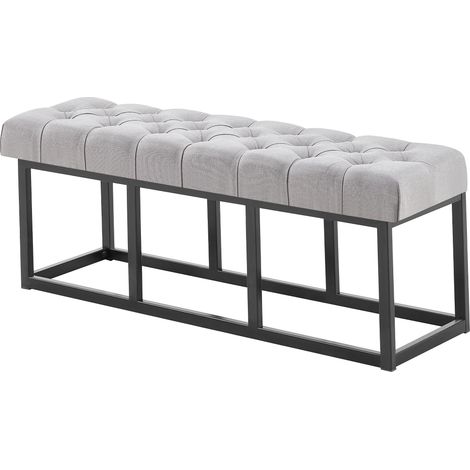 Panca Amun in tessuto con struttura nera grigio 120 cm