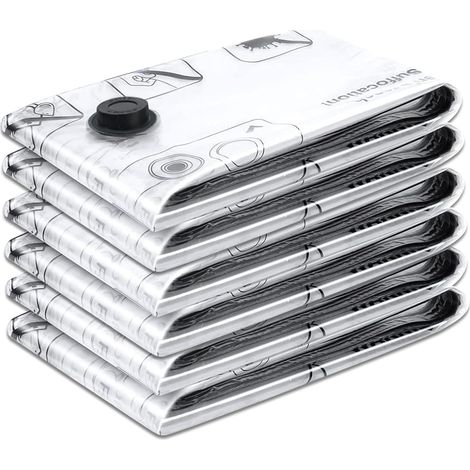 Sac Sous Vide Vetement Aspirateur 6 Pièces (60x40cm), Sac de Rangement Sous Vide s, pour Les Voyages et Les Déménagements,VêTements, Couettes, Oreillers,sac compression Voyage (1/5)