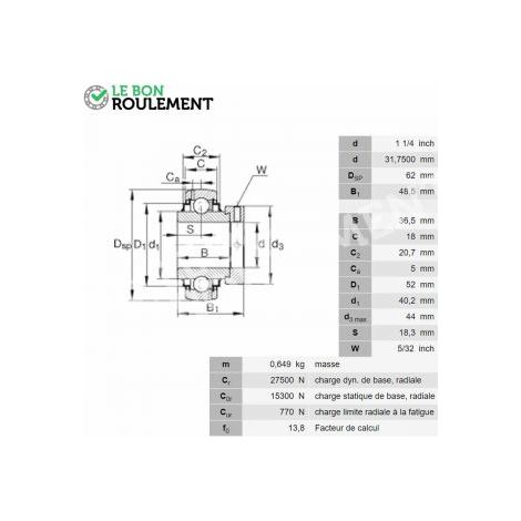 Roulement de palier G1104-KRR-B-AS2-V-INA