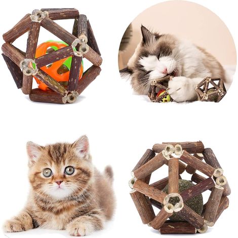 Balle Pour Chat - Boule D Herbe A Chat Interactif - Pour Nettoyage Dentaire Et Stimulation Du Jeu - 2 Pièces (1/5)