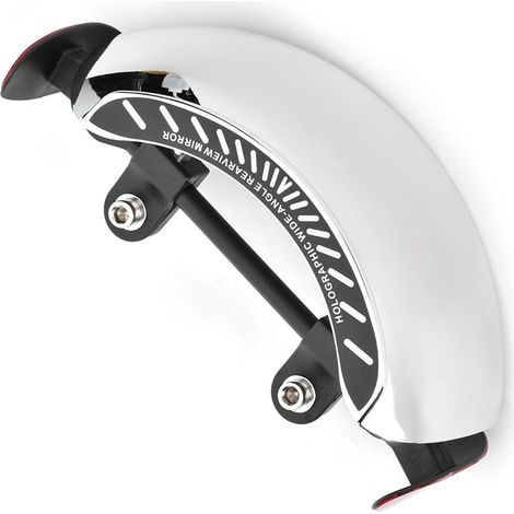 Rétroviseur de moto chromé ultra grand angle 180°, fixation centrale universelle pour pare-brise (1/5)