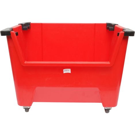 Scatola portaoggetti in plastica con ruote, 545x345x395 mm, rossa (1/4)