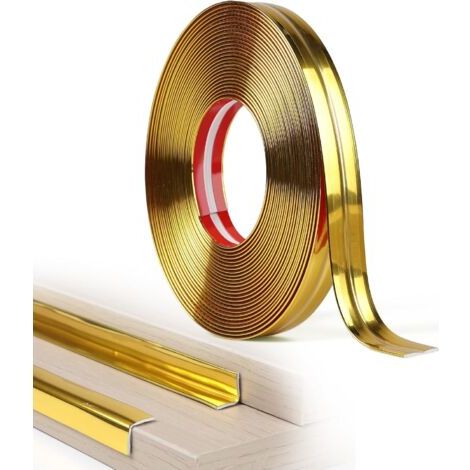 Moulure Flexible Decorative Murale Adhesive 2cm × 10m Moulure Angle Mur Souple pour Porte Fenêtre Plinthes Plafonds Armoires Protection Bords de Table, Miroir Or Brillant