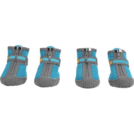 Chaussures légères pour petits chiots et chiens, bottes antidérapantes respirantes pour l'extérieur, accessoire pour animaux de compagnie (bleu lac (filet à 9 trous) taille 1) (1/5)