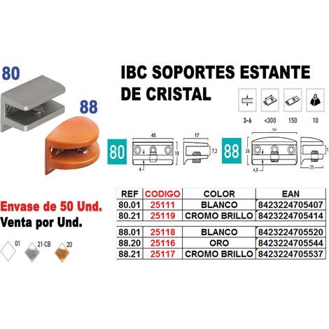 Ibc soporte estante cristal ref.80.01 blanco