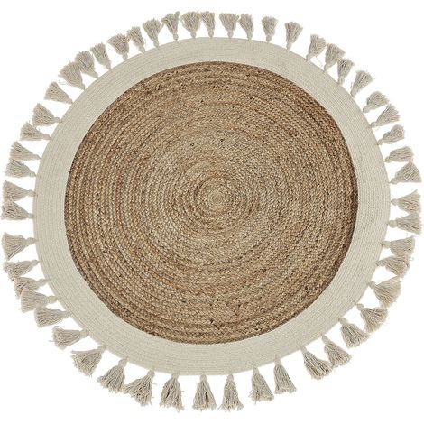 Tappeto rotondo iuta beige chiaro 120 cm stile boho Samsun