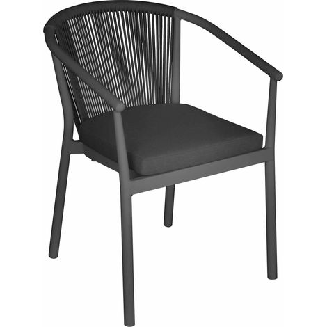 Moia Greenwood Sedia Verona Alluminio Corda Antracite Cuscino