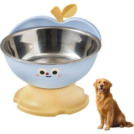 Gamelle Surélevée pour Chien et Chat, Bol INOX 201 Alimentaire avec Support Antidérapant, Distributeur de Eau Écuelle Détachable (1/5)