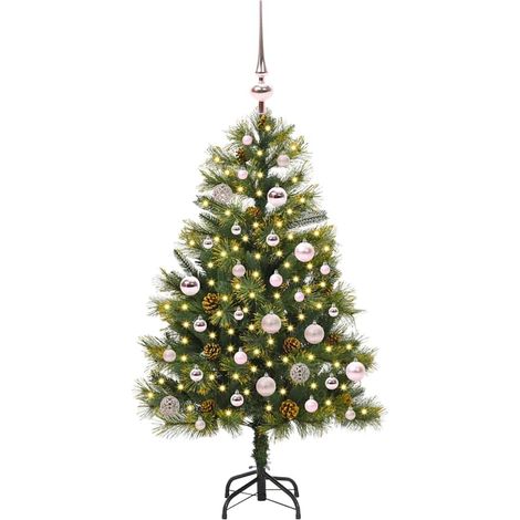Sapin de Noël Arbre de Noël artificiel avec branches pliables et cônes 150 cm (1/5)