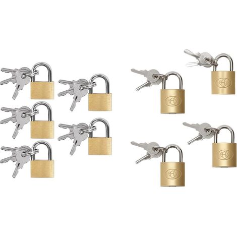 Mini cadenas à clé, lot de 9, laiton, pour bagages et casiers