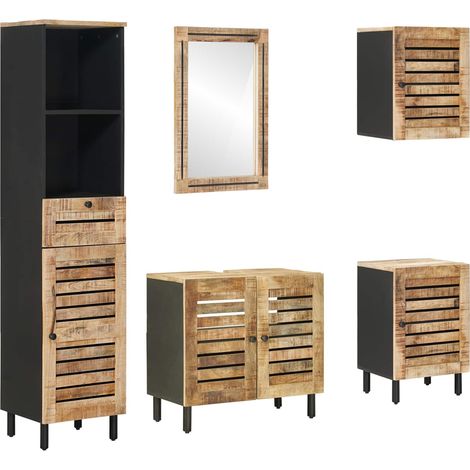 Bathroom Cabinet Set 5 pcs Natural Solid Mango Wood vidaXL (1/5)