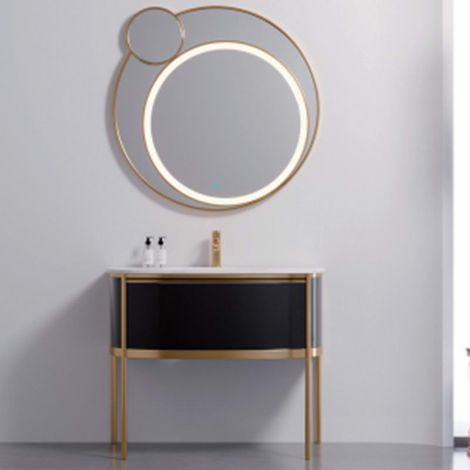 Meuble de salle de bain sur pied or de chez Hudor () Design idéal pour une salle de bain au style moderne, antique, classique, ou industriel Marque engagée ( ° ° ) = ('-') Luttons contre le gaspillag