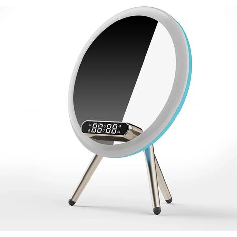 (Bleu) Enceinte Bluetooth intelligente, miroir sans fil, réveil IA avec veilleuse LED (1/5)