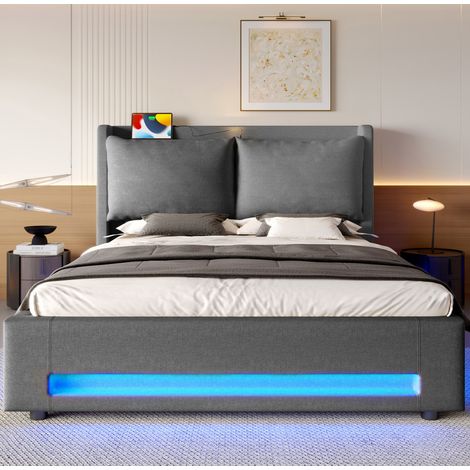 letto letto matrimoniale contenitore 140x200 con LED OKMYHOME