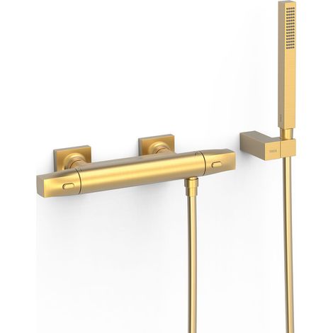 TRES 19016459OM OVER-WALL Grifo Termostático Mural Over-Wall Ducha Color Oro Mate 24K - ref: 19016459OM