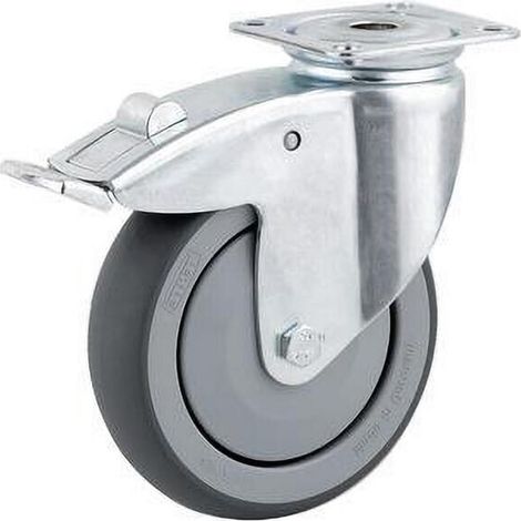 Rueda industrial giratoria en goma: di谩metro75 x 25 mm placa soporte con freno: 60 x 60 mm. Capacidad: 75 kg Tente TENTE (1/4)