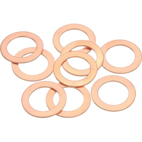 9Pcs Rondelles Métal Plates, M16 Rondelles Cuivre Joint, 16mm ID, 24mm OD, 1mm Épaisseur D'Étanchéité Cuivre Kit Rondelles Écrasées Assortiment pour Boulons Vis Réparation (1/5)