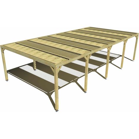 Pergola bois • 10m x 5m • indépendante • sens profondeur • lames orientables bioclimatiques incluses • livraison comprise (1/3)