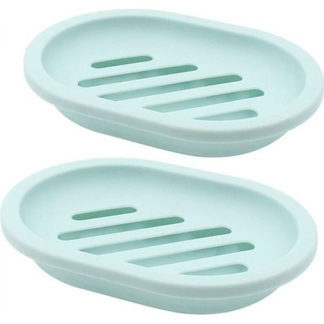 Set di 2 portasapone con scolapiatti, supporto per sapone, salva sapone, facile da pulire, asciuga, impedisce al sapone di inzupparsi (verde)