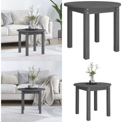 Table basse Gris Ø 55x45 cm Bois massif de pin - Table Basse - Meuble Salon - Table Ronde - Table D'appoint - Bois Massif - Home & Living (1/5)