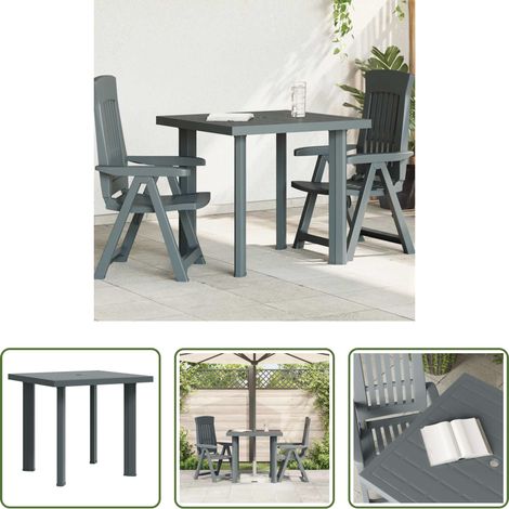 vidaXL Gartentisch mit Schirmloch -  Gartentisch Grün 80x75x72 cm Kunststoff (1/5)