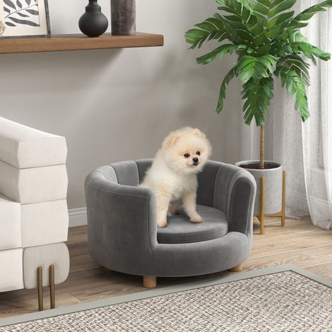Canapé para perro 65x64x37 cm de poliéster gris lavable para espacios pequeños – MEUBLIV (1/5)