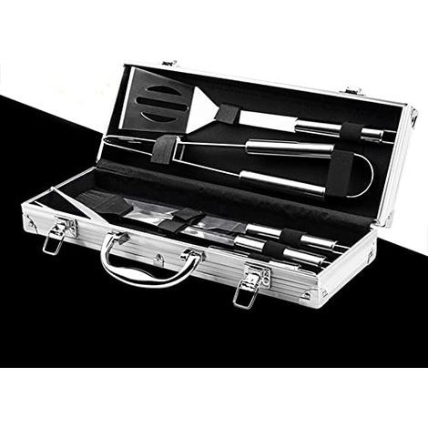 Ensemble d'outils de barbecue 5 pièces : brosses, brochettes, accessoires de barbecue, matériel de camping, outils de plein air (1/5)