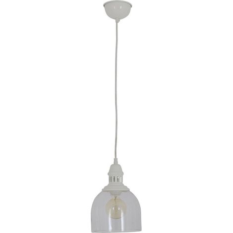 Suspension Luminaire Rétro ClassiqueI en Métal et Verre Blanc, Douille E27 - PANGIVO (1/3)