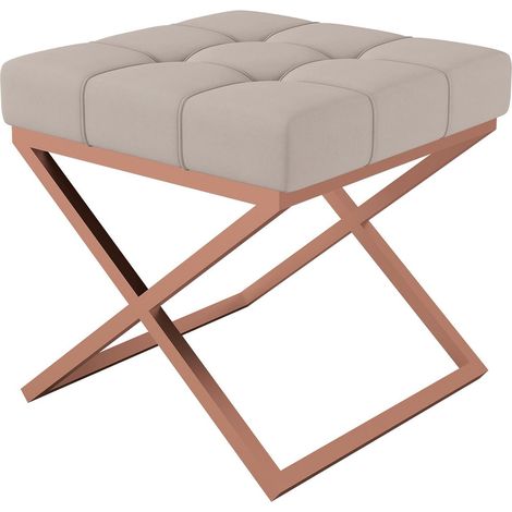 AX LIVING 1 Stk Polster Hocker Pitinio 45 Creme kupferfarbenes Gestell