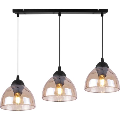 Suspension Venise à 3 lampes, abat-jour couleur miel E27 (1/5)