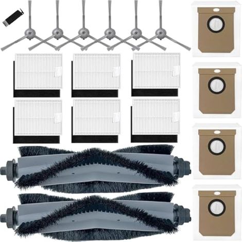 Kit d'accessoires pour Eufy Clean L60 SES / L60 Hybrid SES / L50 SES, 2 brosses principales, 6 brosses latérales, 6 filtres, 4 sacs de rechange (1/4)