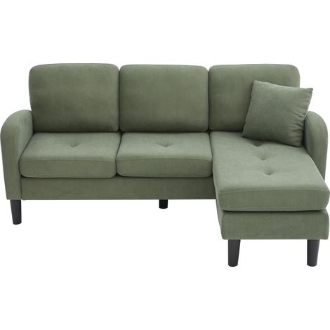 166 x 118 x 77 cm, canapé d’angle en L avec chaise longue – canapé 3 places, tissu côtelé, pieds en plastique, design modulaire, idéal pour le salon, les appartements et les bureaux (1/5)