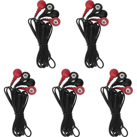 5 câbles de rechange pour appareils TENS, 4 pôles, 1,4 m (4,6 pi), 2,5 mm, traitement des méridiens, câbles d'électrodes, noir/rouge, YMMR (1/5)