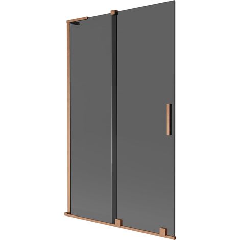 Mexen Velar L mampara de ducha 2 hojas corredizas 110 x 150 cm, grafito, cobre cepillado - 896-110-003-41-65 (1/5)