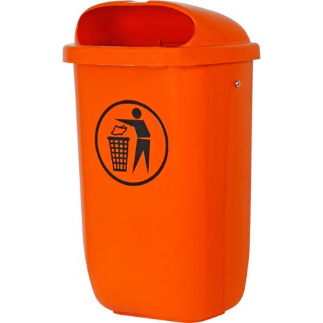 Poubelle STIER avec couvercle anti-pluie, 50 l, orange, lxPxH 432x334x745 mm (1/5)