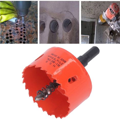La scie cloche bimétallique HSS avec un mandrin robuste est utilisée pour fabriquer des plaques de cornhole, du bois, du PVC, des plaques de plâtre, de l'aluminium et du métal (2-9/16"). (1/5)