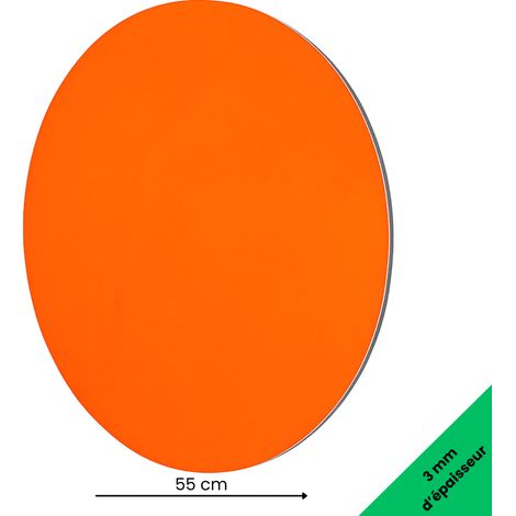 Panneau rond aluminium composite orange diamètre 550 mm – Épaisseur 3 mm – Usage déco ou pro, intérieur/extérieur