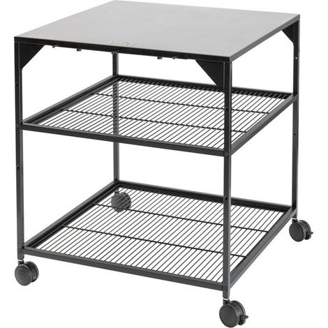 Witt tavolo da pizza XL con ruote, piano in acciaio inossidabile, struttura nera, 80x80x90 cm, 2 ripiani