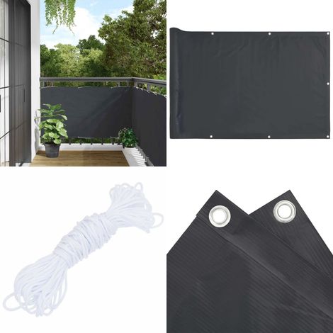 Écran d'intimité de balcon anthracite 600x120 cm PVC - Brise Vue Balcon - Ecran D'intimité - Cloture Balcon - Protection Solaire - Décoration Exterieur - Home & Living