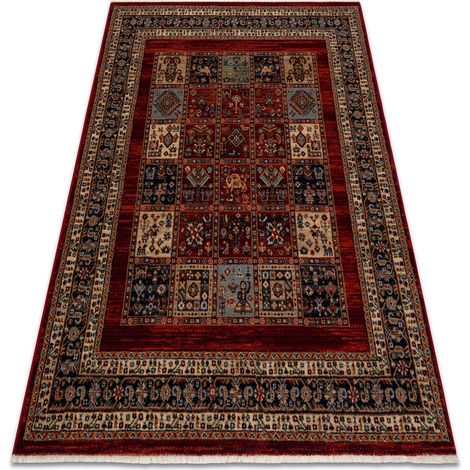 Teppich Wolle KESHAN Franse, Patchwork orientalisch 1257/53588 terrakotta / Beige red 120x145 cm