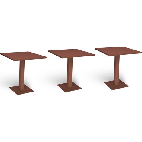 Mesa de bar rojo ladrillo cm 70 x cm 70 con tapa de aluminio pintado x 3 (1/5)